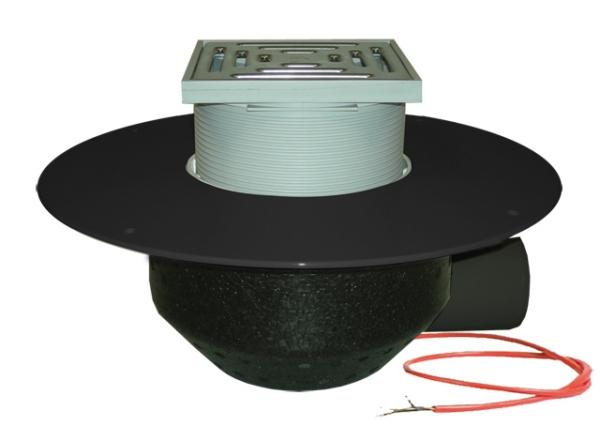 Dachablauf DN110 waagrecht mit PP-Kragen und Heizung (10-30W/230V). Begehbar-148x148mm/137x137mm  HL64.1BF/1